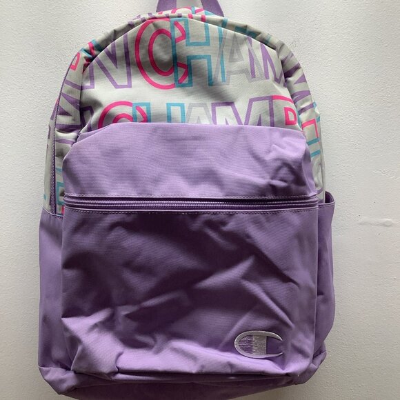 Champion Lavender Backpack With Large Neon Letters. Preloved - Picture 2 of 12